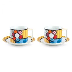 Britto Cappuccino Kopjes set "Bloem"